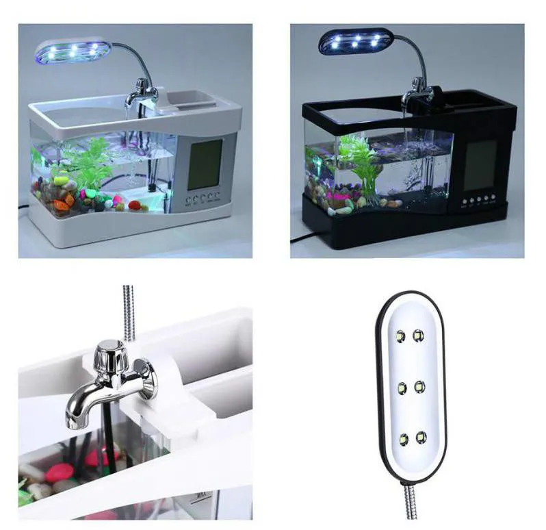 USB мини аквариумный аквариум настольный электронный украшение с водой