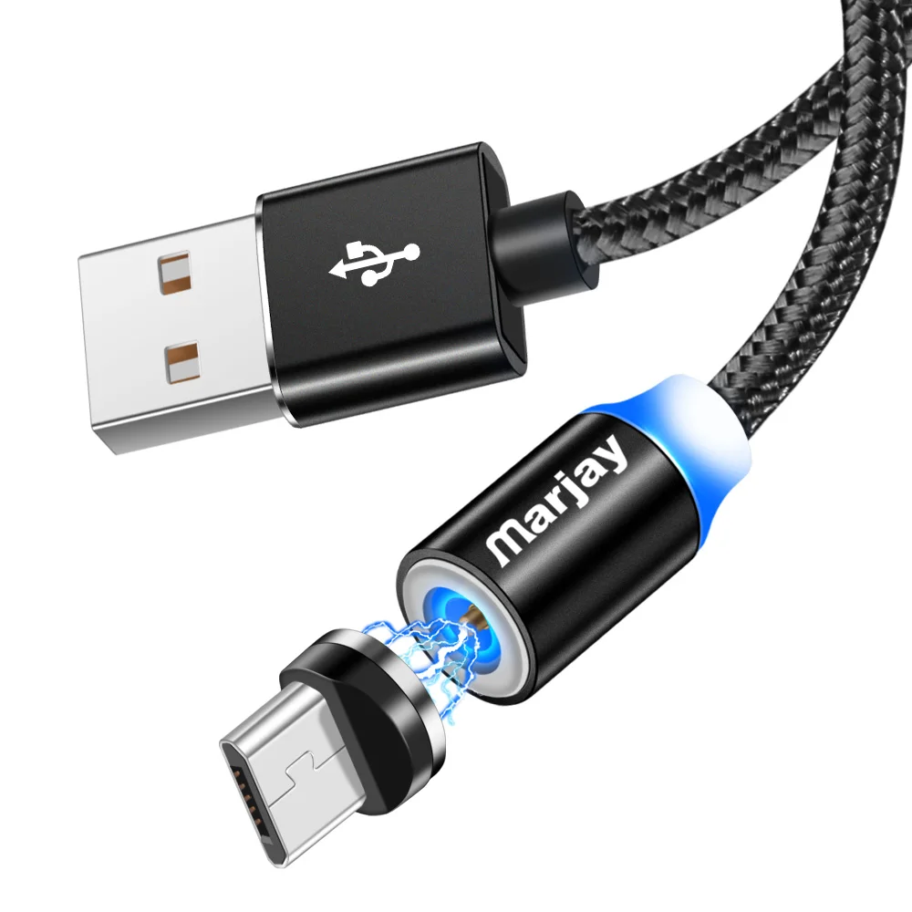 Marjay 1 м 2 м Магнитный Micro USB кабель для быстрой зарядки мобильного телефона зарядный кабель Usb кабель для Samsung Xiaomi huawei Tablet