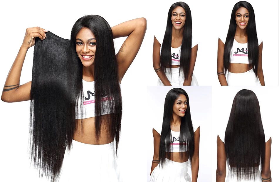 JVH Малайзии прямые волосы Weave Связки Natural Цвет человеческих волос машина двойной уток волос "-2" дюймов