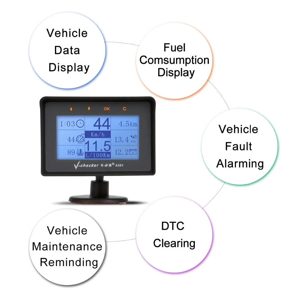 Бортовой компьютер V checker A301 сканер OBD II считыватель кодов неисправностей