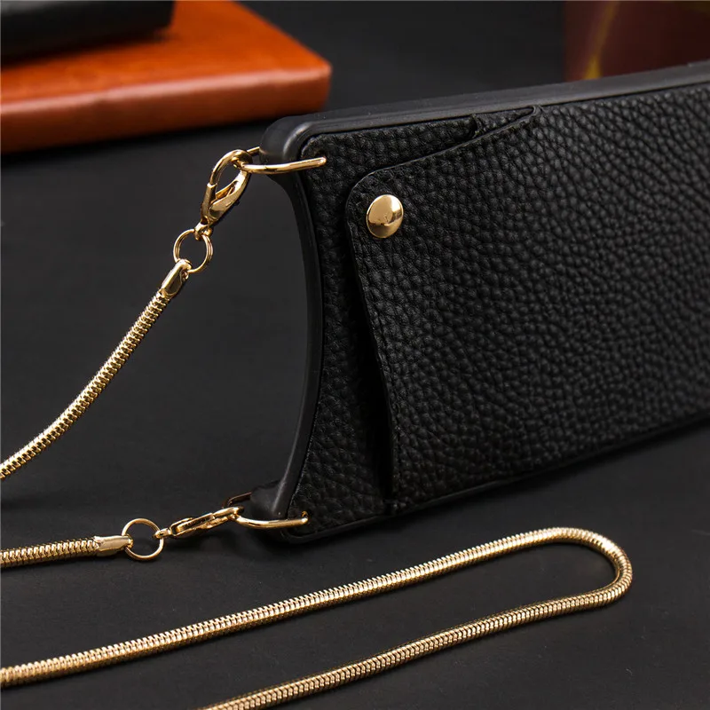 Credit Card PU Leather Phone Case Wallet Strap Crossbody Long Chain For iPhone X XR XS Max 6 6S 8 7 Plus Fashion Back Cover Capa |