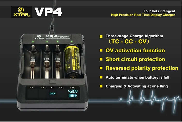 Оптовая XTAR VP4 ЖК AA AAA RCR123 18500 26650 18650 Зарядное Устройство Cargador Пилас Батареи Desulfator +