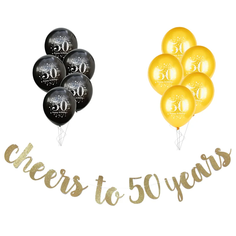 40/50/60/70/30th День Рождения украшения для взрослых ура 50th лет happy плакат "с днем рождения" с Золотые воздушные шары Золотое памяти