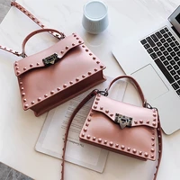 elegant female tote bag 2021 fashion new high quality pu leather womens designer handbag rivet lock shoulder messenger bag