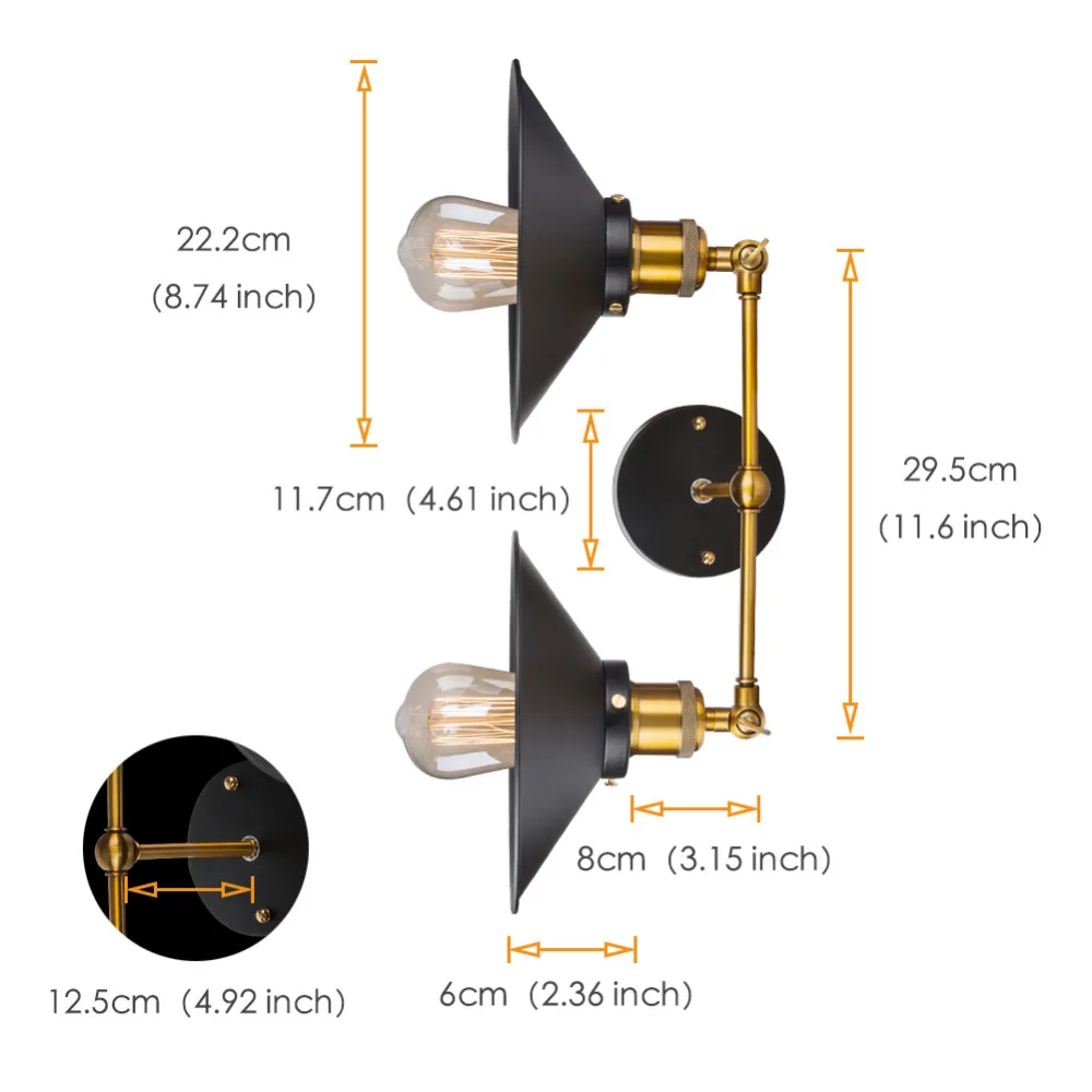 Modern Vintage Industrial Loft Metal Double Rustic Sconce Wall Light Lamp Indoor Lighting For Living Room Bedroom | Лампы и освещение
