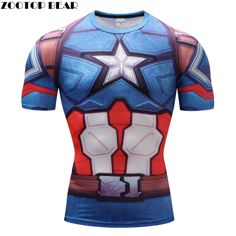 2019 Мстители alliance civil war компрессионные летние футболки для фитнеса Капитан