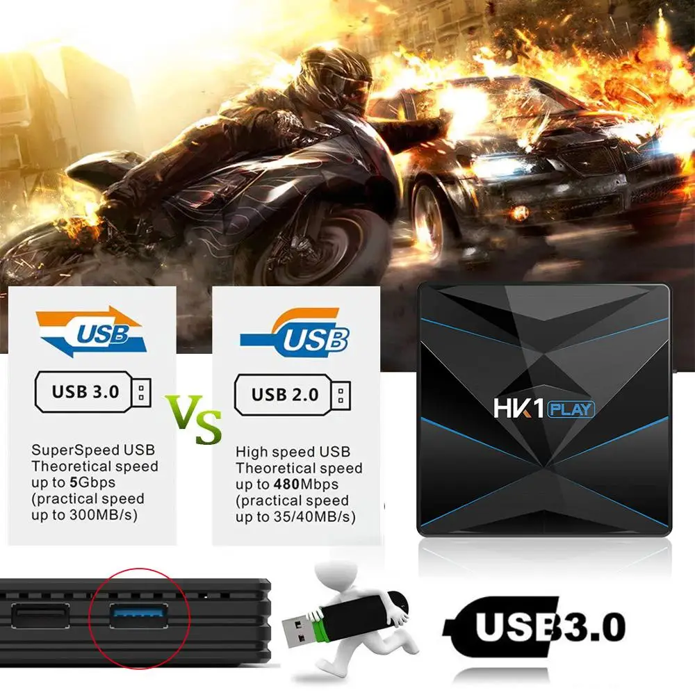 Умная ТВ приставка HK1 Play Android 9 0 Amlogic S905X2 4 Гб ОЗУ 128 ПЗУ USB 3 BT4.0 2 4G/5G Wi Fi 3D 4K
