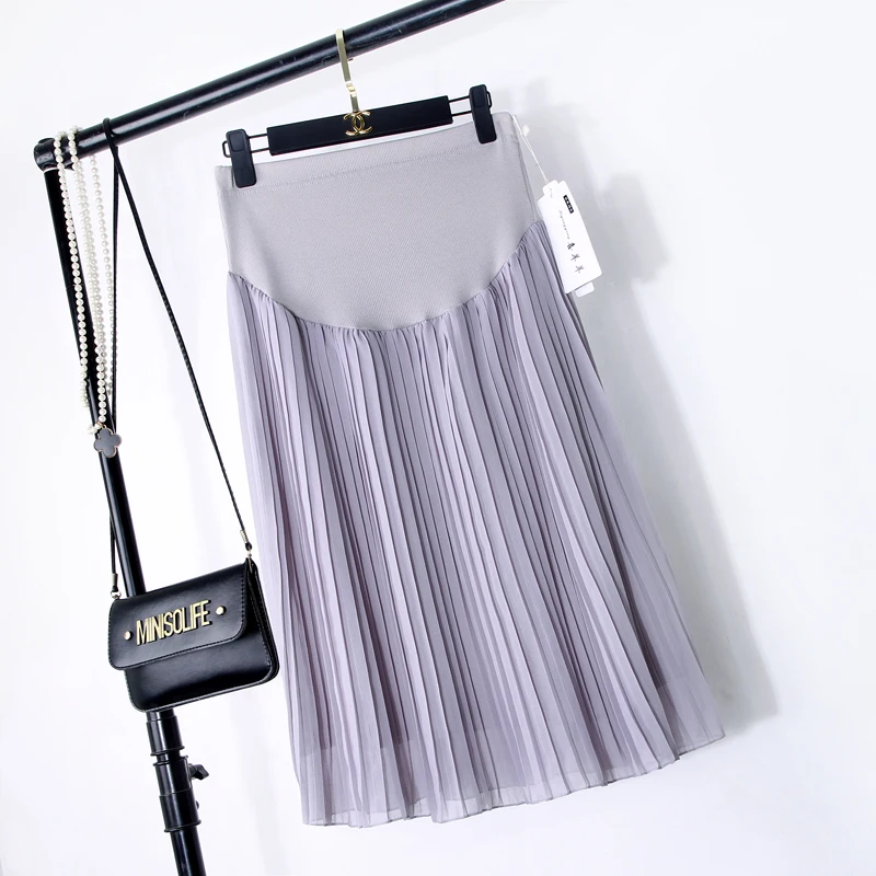 

New Materniry skirts chiffon pleated skir for pregnant women pregnancy skirts high-waisted schwangers chaftsrock fashion