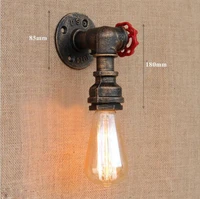 hot ac90 265v free edison bulb loft e27 industrial iron water pipe retro wall lamp lights for bar hotel home decoration