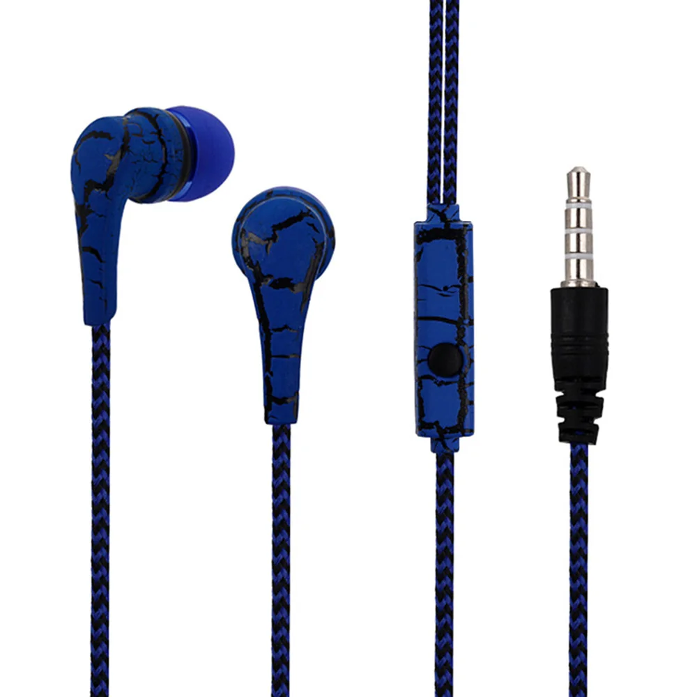 Blue Color HOMEBARL Плетеный зерна J5 вкладыши Наушники аурикулярный провод в ухо стерео наушники для iphone samsung Galaxy S6 S5 S4 S7 S8 Mic - Цвет: Blue Color