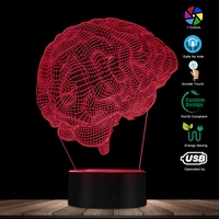 anatomical brain shape 3d optical illusion night light medical science brain organ magical light creative table lamp lighting