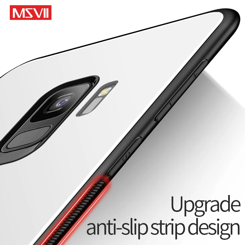 MSVII Cover For Samsung Galaxy S9 Case Slim Coque Plus Silicone Frame + Tempered Glass S 9 |