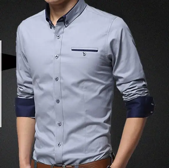 

European And American Fashion Slim long-sleeved Cotton Shirt 2XL 6XL Youth Spring New Korean Version Of Men Casual Shirts