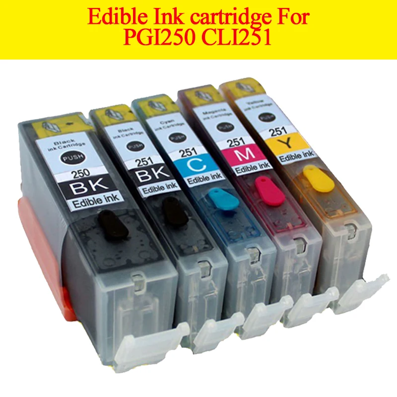 GN 5 шт. PGI250 CLI251 картридж со съедобными чернилами для Canon PIXMA MG5420 MG5422 MG5520 MG5522 MG6420 IP7220