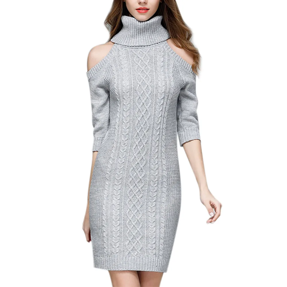 Lisli Женская водолазка с рукавом 3/4 knittedsweaters пикантные открытыми плечами вязаный