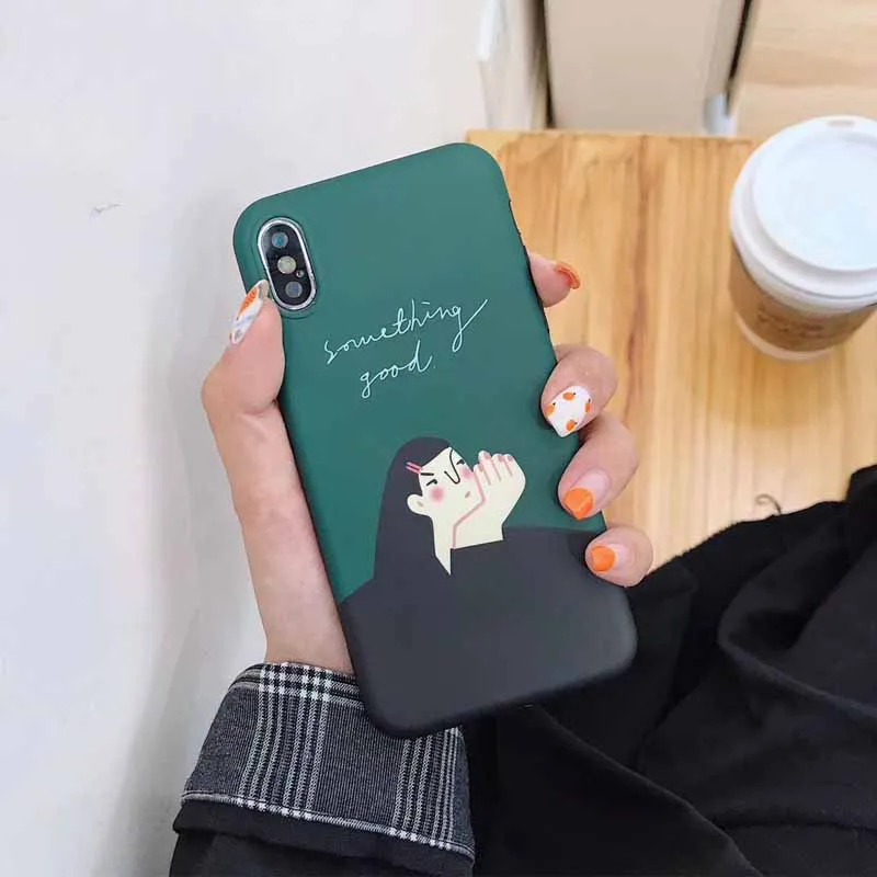JIBAN Korean Style Art Cartoon Phone Case for Iphone Xs Max XR X 6s 6 Plus 7 8plus Soft IMD Back Cover Capa |