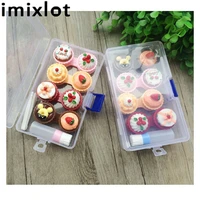 imixlot 1set cartoon cute cream cake glasses double contact lenses box contact lens case for eyes care kit holder container gift