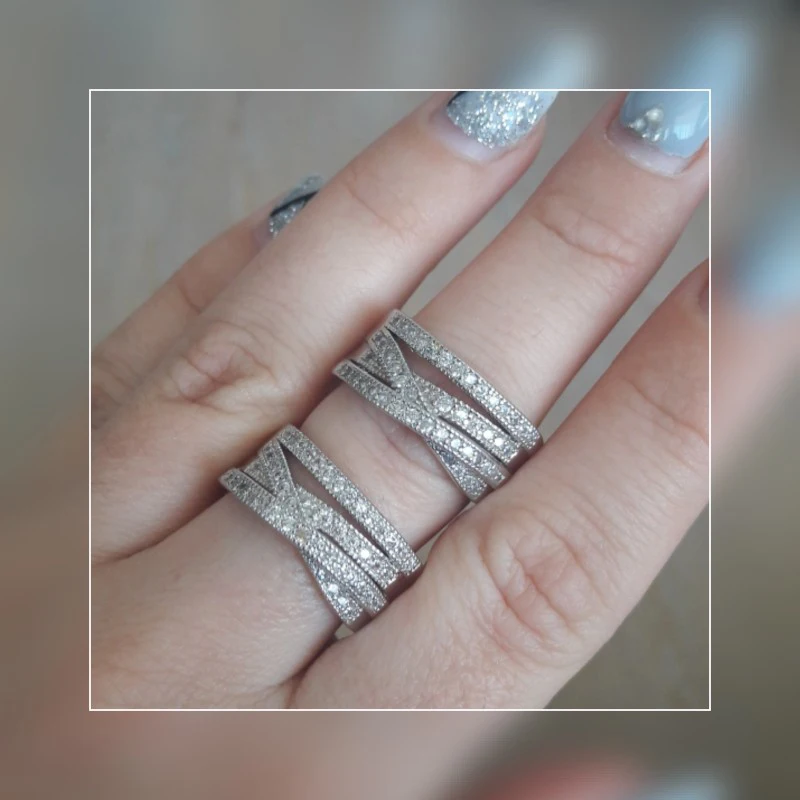 Модные кольца для Для женщин вечерние элегантные роскошные свадебные ювелирные изделия 925 пробы серебряные Роскошные Кристал для свадьбы, помолвки кольцо