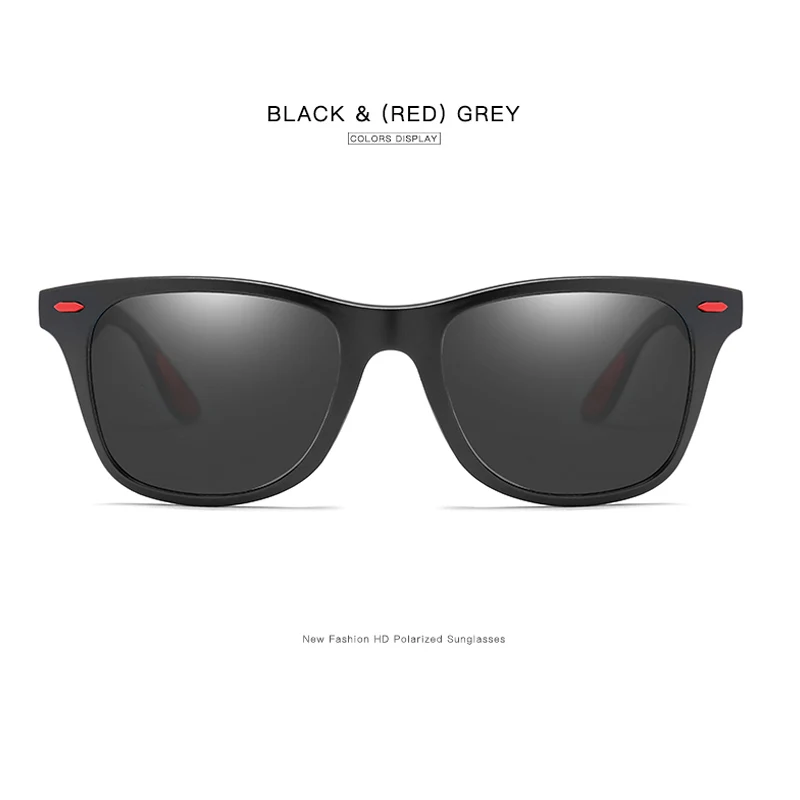 black-red-grey Фирменный дизайн, модные поляризационные солнцезащитные очки для мужчин, Ретро стиль, квадратная оправа, солнцезащитные очки, мужские очки для вождения, Gafas de sol masculino, UV400 - Цвет линз: black-red-grey