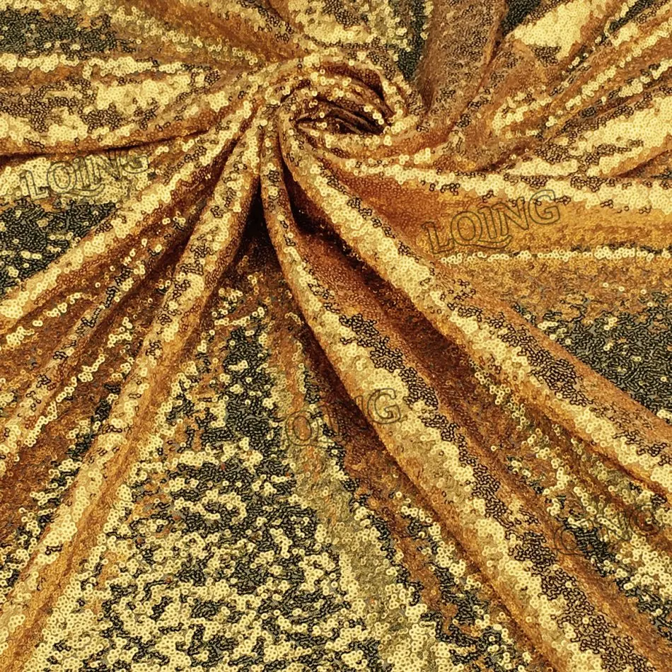 4 ярда блестящая Вышивка блесток ткань материал розовое золото для одежды