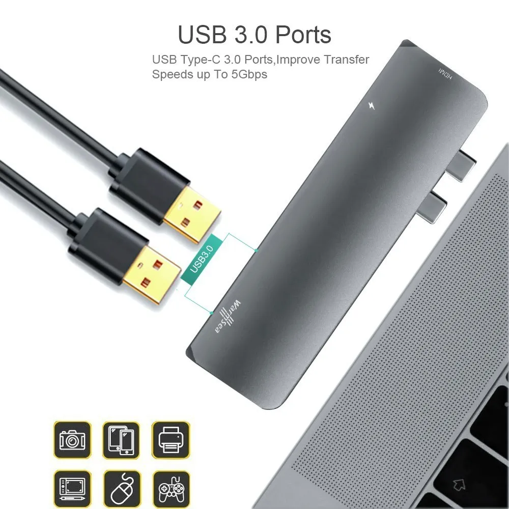 USB C концентратор type адаптер HDMI 4 K Thunderbolt 3 сплиттер док станция с 0 TF считыватель SD