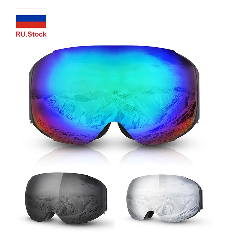 UV400 лыжные очки, снежные очки, двухслойные, анти-туман, маска для снегохода, очки для катания на лыжах, сноуборде, катании на коньках, очки для мужчин и женщин RU. Stoc