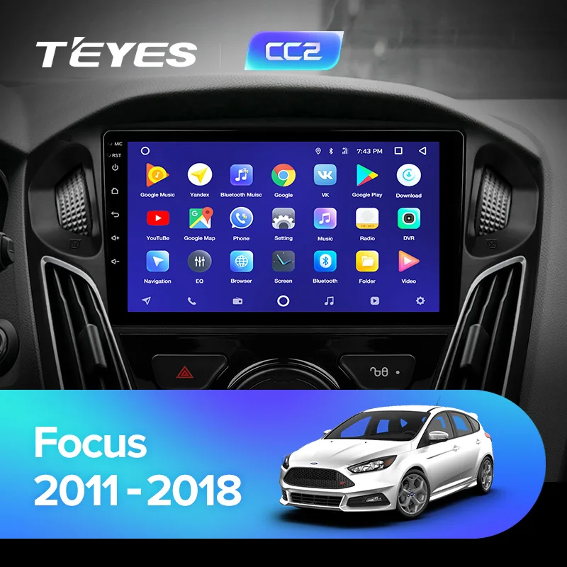 TEYES CC2 Штатная магнитола для Форд Фокус 3 Mk 3 Ford Focus 3 Mk 3 2010 2012 Android 8.1, до 8-ЯДЕР, до 4+ 64ГБ 32EQ+ DSP 2DIN автомагнитола 2 DIN DVD GPS мультимедиа автомобиля головное устройство