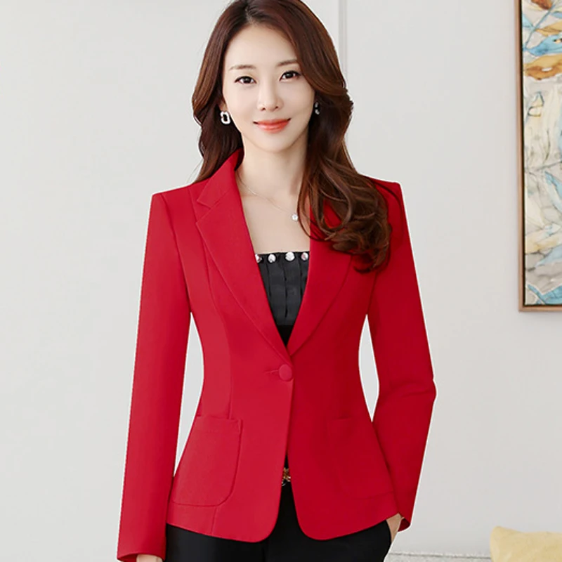 Новые осенние модные женские туфли Блейзер Slim Fit спецодежды костюм пальто