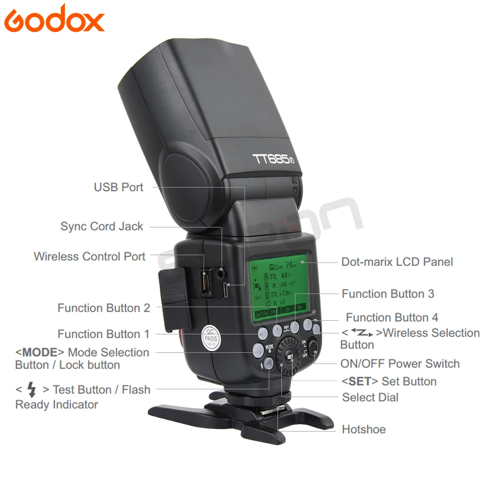 Godox TT685F 2 4G HSS ttl GN60 Вспышка Speedlite + Xpro-F триггерный передатчик для ЖК-дисплея с