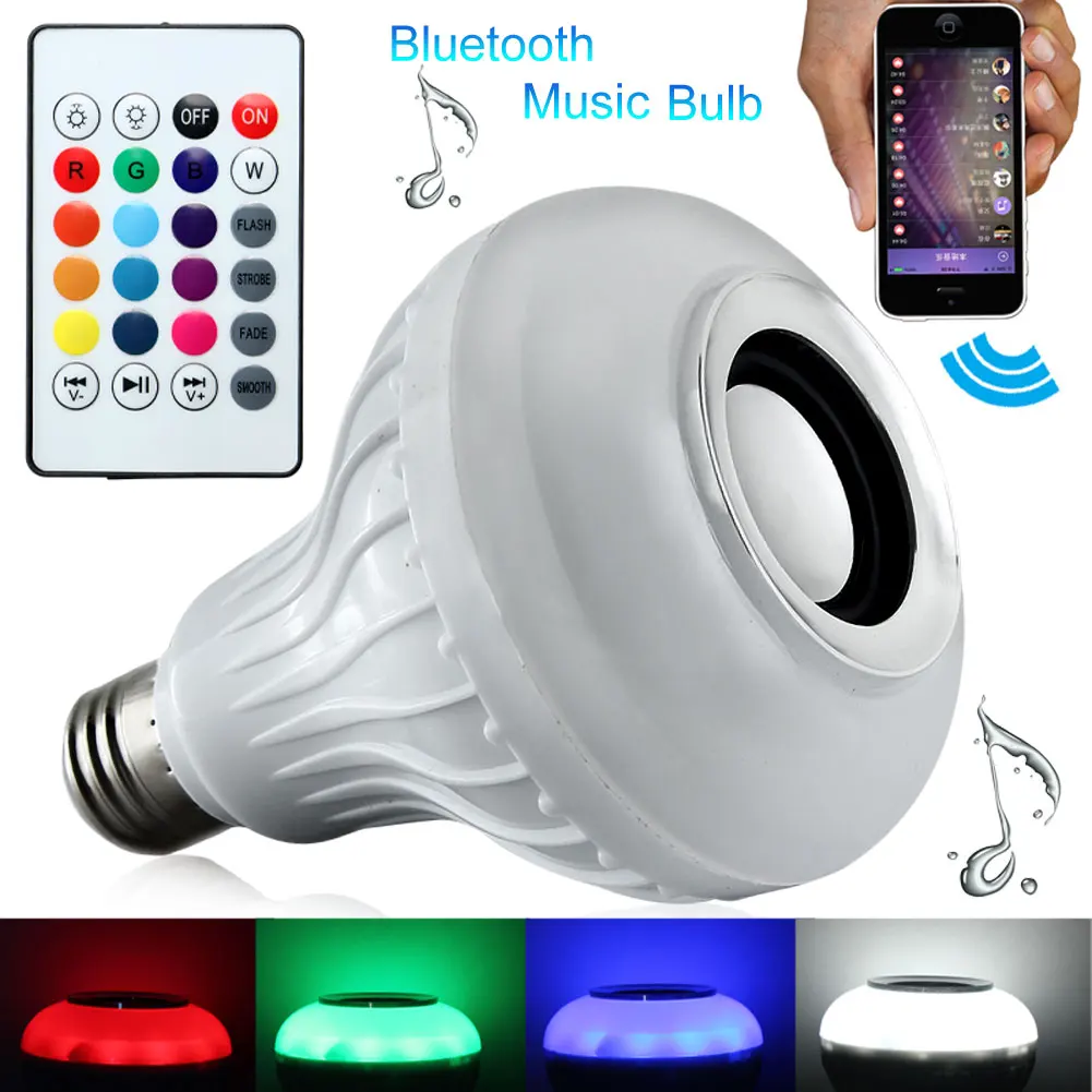Умный E27 светодиодный 220 V rgb колонка с Bluetooth музыкальная лампа беспроводная игра