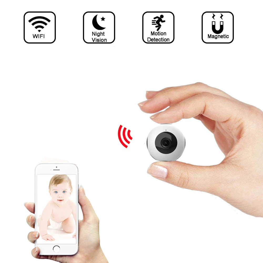Невидимая ночная версия Wifi IP мини камера беспроводная 720P для записи видео