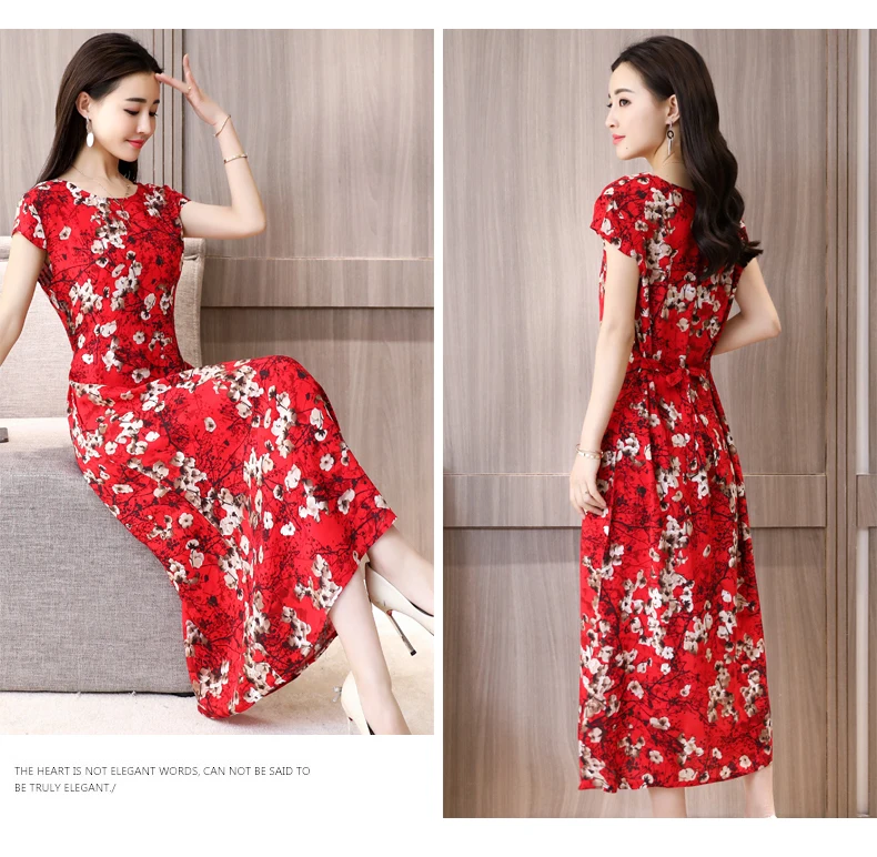 Vestidos mujer, ограниченная серия, новинка, с круглым вырезом, до середины икры, Vestido, Longo, Vanled, платье, женское, с коротким рукавом, круглый вырез, длинное, с принтом, тонкое