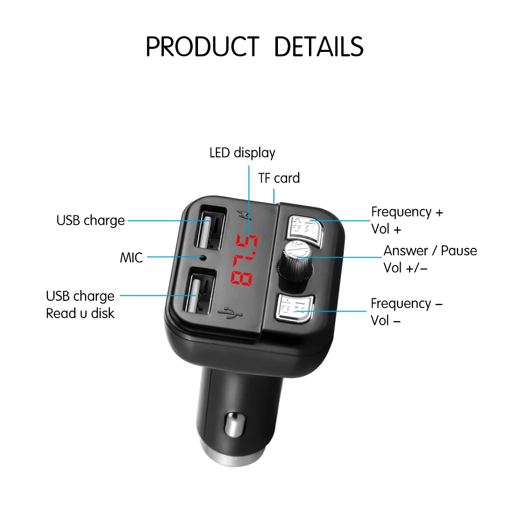 Onever Многофункциональный Bluetooth FM передатчик MP3 плеер модулятор с пультом