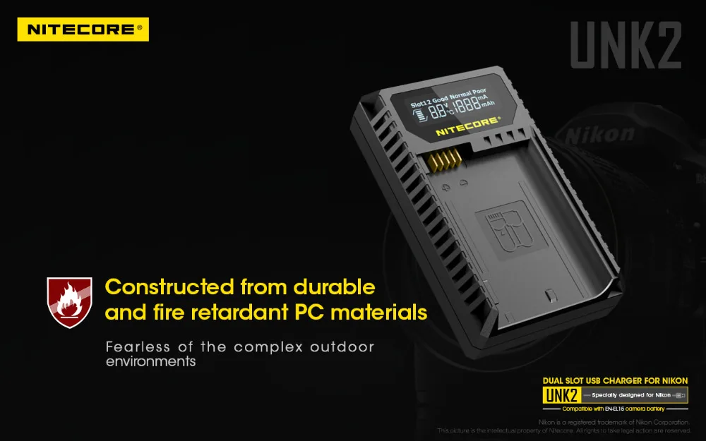 Nitecore UNK2 Dual USB Зарядное устройство для Nikon EN-EL15 Батарея D500 D600 D610 D750 D800 D800E D810 D810A V1 1V1 D850 D7000 D7100