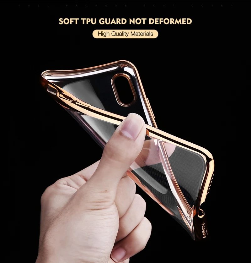 UPaitou Luxury Plating Crystal Transparent Soft TPU Case for Apple iPhone X Clear Silicone Cases 10 Ten Back Cover |