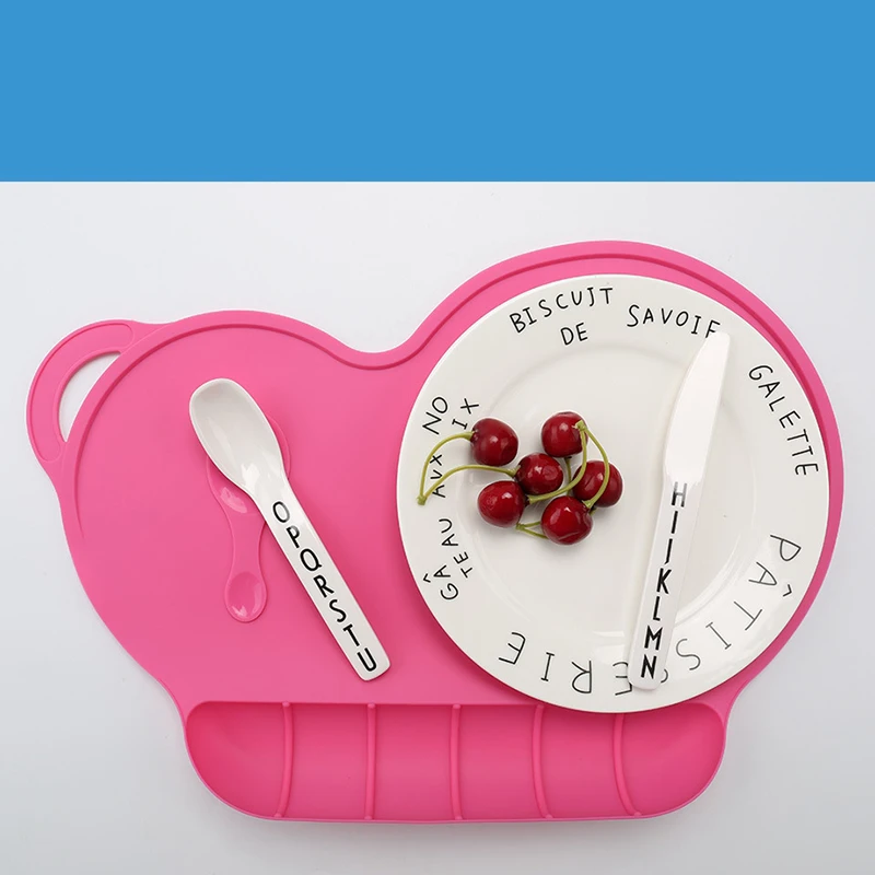 Детская силиконовая тарелка 4 цвета нескользящая цельная детская