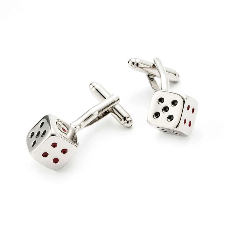 Vagula High Quality Square Silver Plated Dice Tie clip &amp Cufflinks Drop Glue Classical Wedding Cuff link 365 Funny Cuffs | Украшения и