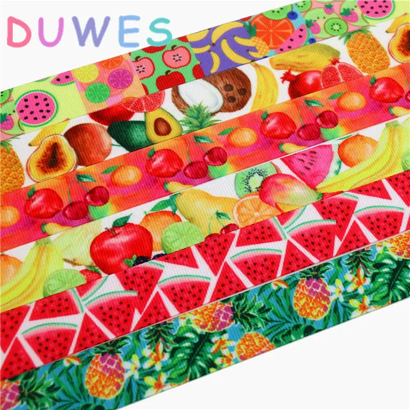 DUWES 7/8 ''Бесплатная доставка Фрукты арбуз ананас Печатный grosgrain ленточный