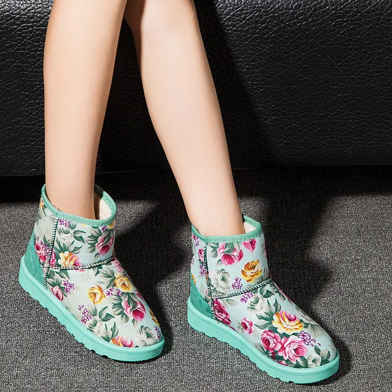 2017 New Winter Floral Tube Female Warm Snow Boots Shoes | Обувь