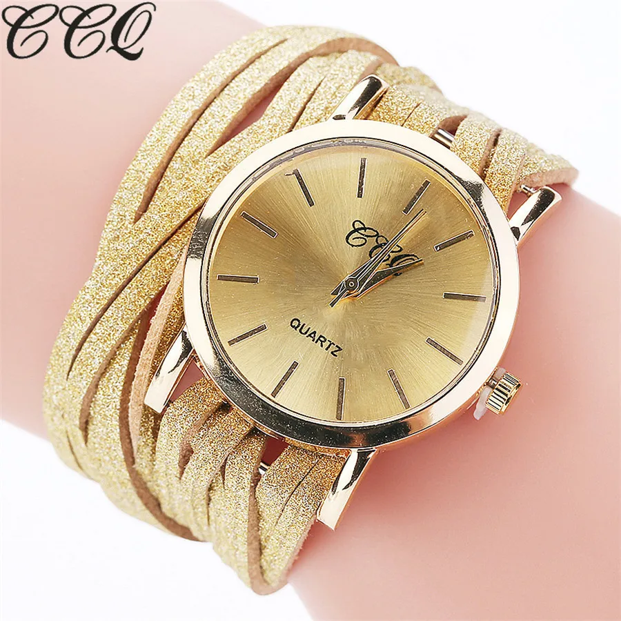 Часы наручные CCQ женские кварцевые модные роскошные с кожаным ремешком