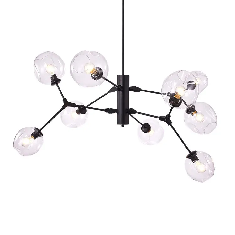 

New Nordic contracted creative personality, wrought iron lampAmerican led lamps glass ball sitting room magic beans droplight