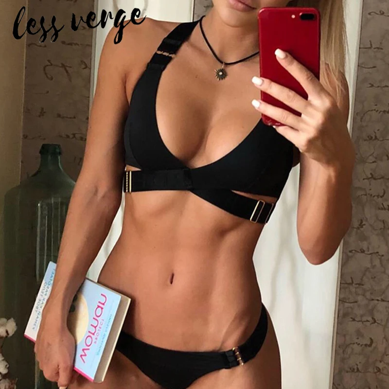 Lessverge сексуальные бандажные бикини белые костюмы из двух частей пуш ап