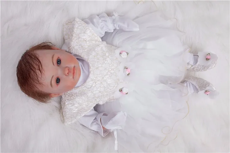 Реборн 20 дюймов Новое поступление модное белое платье ручной работы из силикона