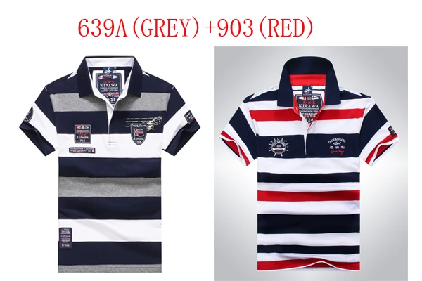 639A(GREY)-903RED Новое поступление, рубашка поло, брендовая, в полоску, умная, повседневная, Tace& Shark Polo, мужская, высокое качество, летняя, дышащая, camisa Polo - Цвет: 639A(GREY)-903RED