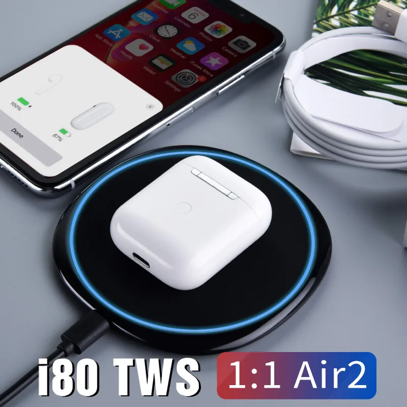 I80 TWS 1:1 Реплика всплывающее раздельное использование беспроводной Bluetooth 5,0 наушники QI Беспроводная зарядка супер бас i80 TWS PK i20 i30 i60
