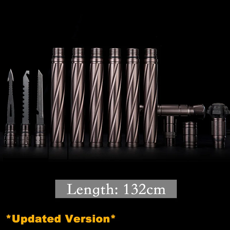 Upgrade 6 rod 132cm Восхождение Пеший Туризм инструмент полюс дома автомобиля само-защитные палочки DIY туристическое снаряжение аварийного выживания Инструменты для приготовления пищи на воздухе трость - Цвет: Upgrade 6 rod 132cm