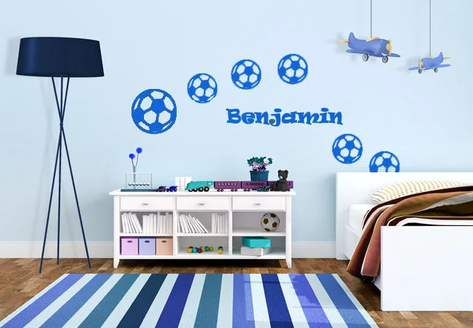 DT779 Sports Wall Stickers Football Customized Name Art Boys Bedroom Sccoer Decals For Kids Rooms | Дом и сад