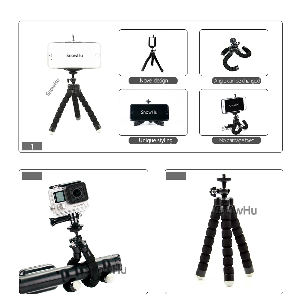 

SnowHu for Gopro Accessories Set for go pro hero 9 8 7 6 5 4 3 kit selfie stick for Eken h8r for yi 4K EVA case camera GS24