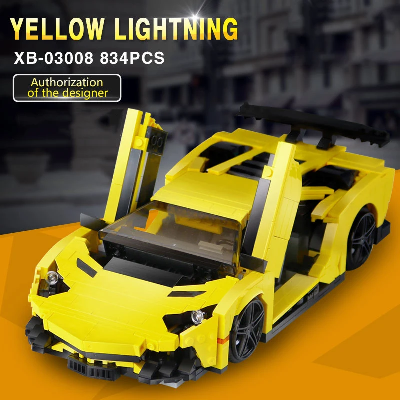 XingBao Technic блоки Гоночная машина 03008 834 шт желтый автомобиль Lamborghi Кирпичи Строительные блоки совместимы с логотипом Блоки Автомобиля
