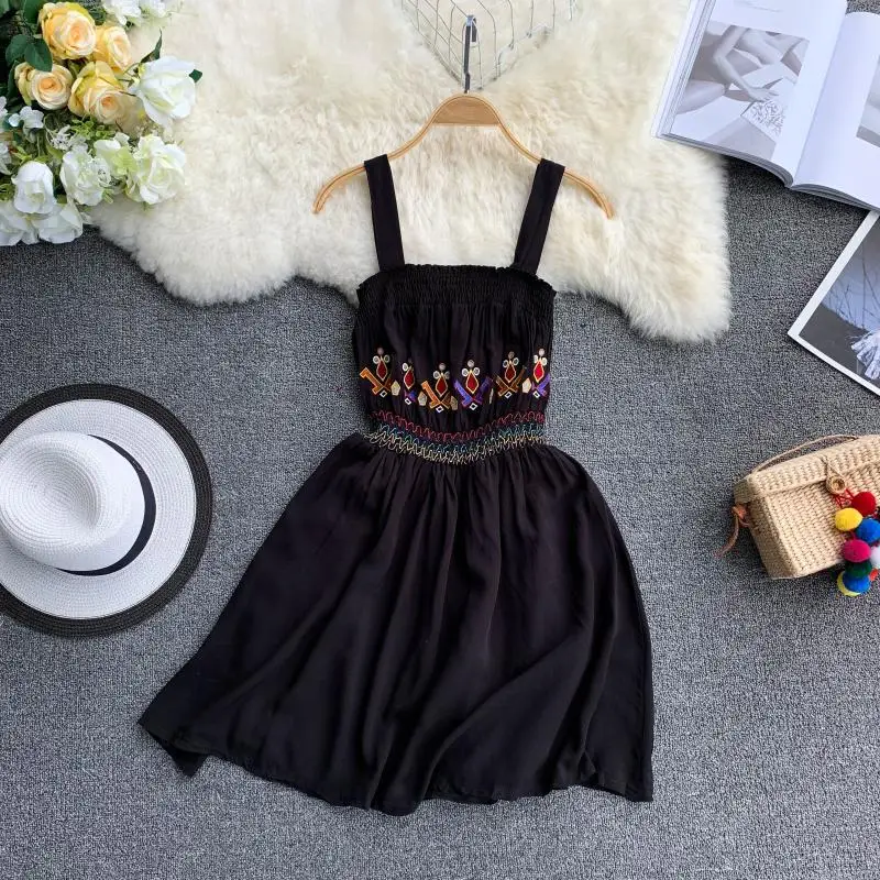 Женское платье ALPHALMODA Пляжное Платье с цветочной вышивкой в богемном стиле на